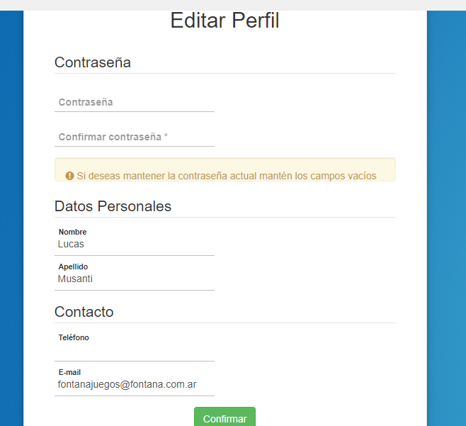 Editar Perfil - Paso 2